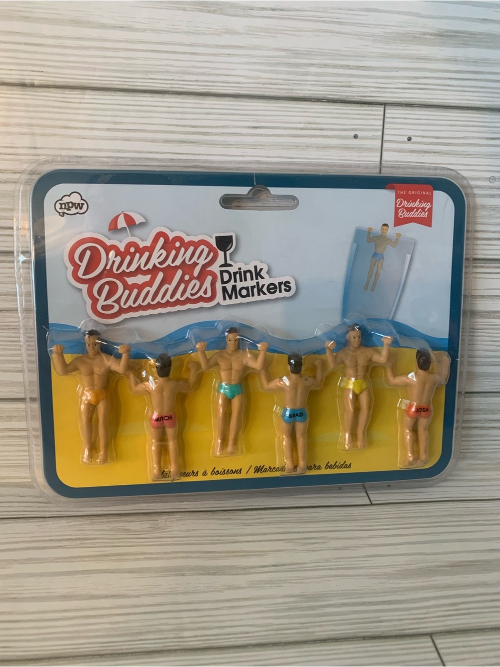 Drinking Buddies Clip-On Drink Markers - Assorted Mitch Brad Josh